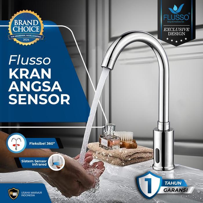 BEST SELLER Flusso Kran Angsa Sensor KWT 835 - Keran Air Wastafel Single dengan Sensor Otomatis &