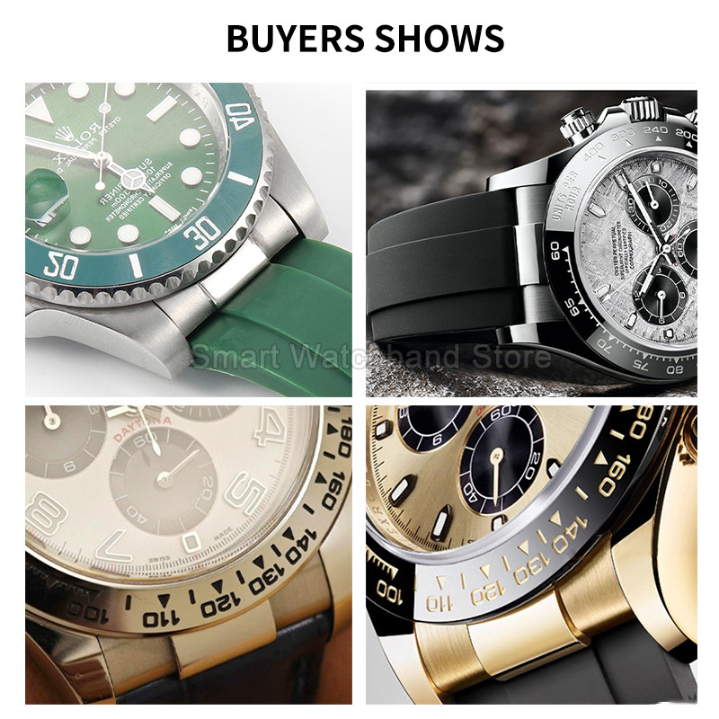 Anti-Corrosive Stainless Steel Watchband End Links for Rolex Daytona Black Submariner Curved Mirror