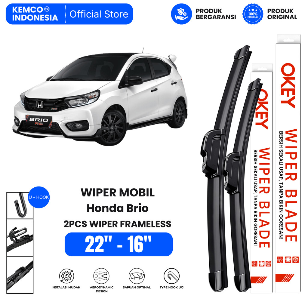 Wiper Honda Brio Frameless Kaca Depan Mobil