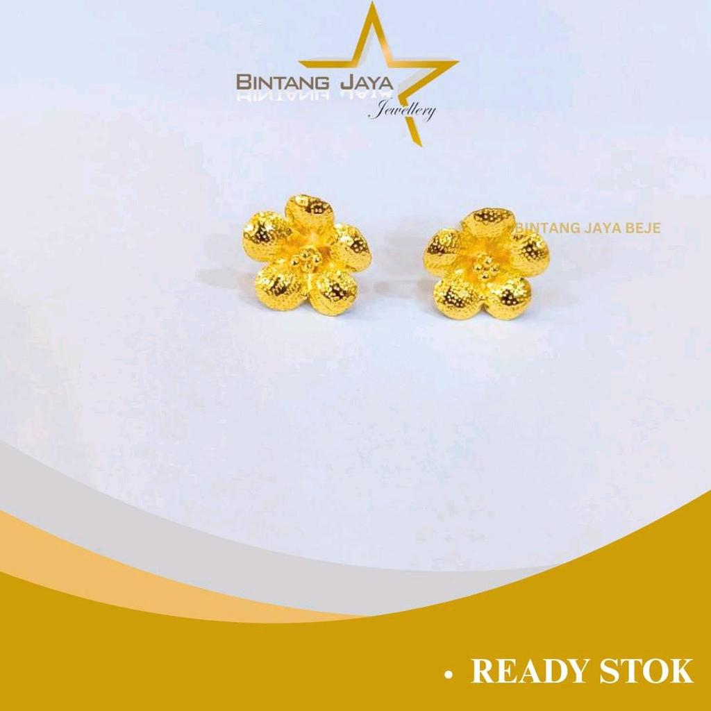 Anting Emas LM Rose - Kadar LM99 - Berat 1,98gr - Emas Asli - Detail mawar murni yang sangat artisti