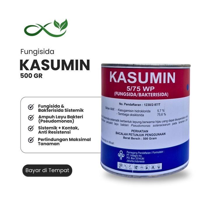 ` Fungisida & Bakterisida KASUMIN 5/75 WP 500 gr Original PT Indagro Sistemik Anti Layu Bakteri