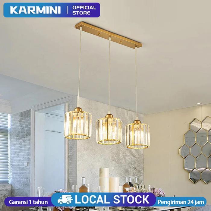 Lampu Gantung Kristal Minimalis 3 in 1 Bulat Chandelier Ruang Tamu Tidur Kamar Toko Dapur Ruang