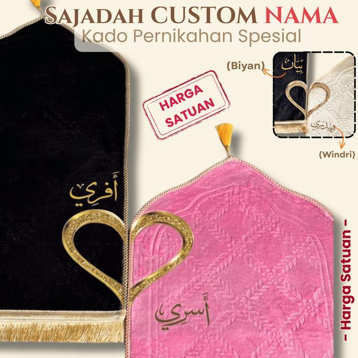 PROMO Sajadah Custom Nama Arab Sajadah Pertama Pernikahan Kado Spesial - MEDIUM