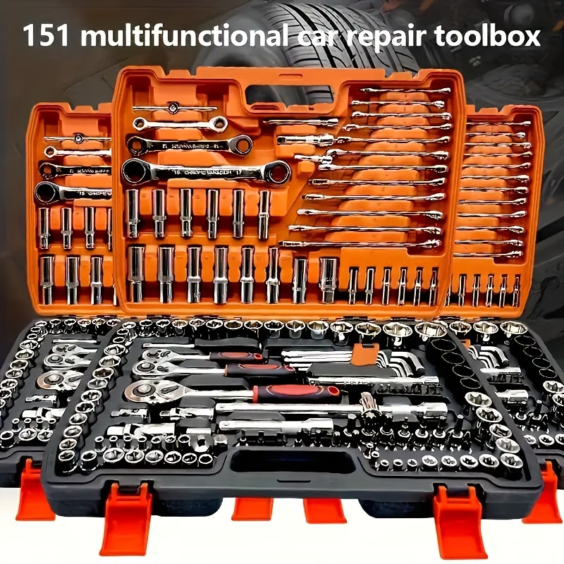150/46pcs Socket Tool Set, Automotive & Motorcycle Repair Tool Kit - Durable Chrome Vanadium Steel,