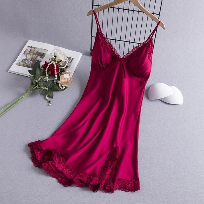 MELISA Lingerie Tidur Dress Lingerie Satin Silk untuk Tidur - Baju Tidur Wanita Dress Lingerie Satin