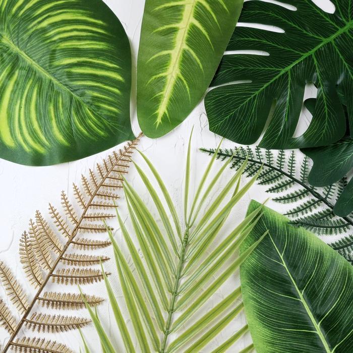 Daun Tropical 1 LUSIN / 12PCS - MONSTERA Philodenron Palem Pakis Pinus Gajah - Tanaman Hias Plastik-