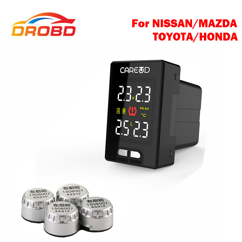 CAREUD U912 TPMS Wireless Tire Pressure Monitoring System with 4 External Sensors Embedded Car LCD