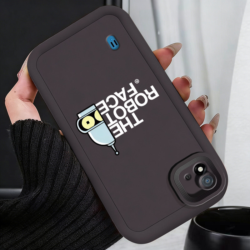 Casing Hp untuk Realme C20 C20A C11 2021 C11 2020 Case Huruf robot kartun Kasing silikon Cesing Warn
