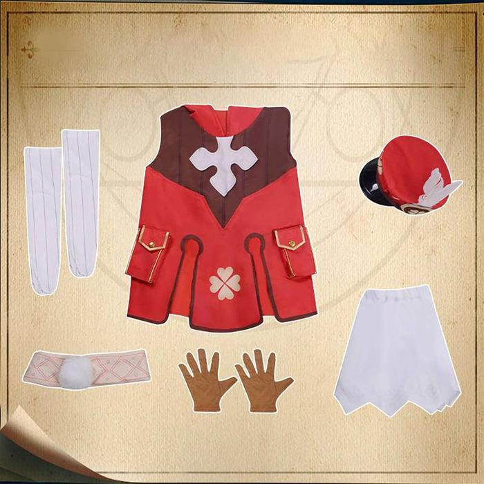 Wetrose Genshin Impact Klee Cosplay Wanita Women Costume Kostum Full Set, Klee Wig - Klee Set, M