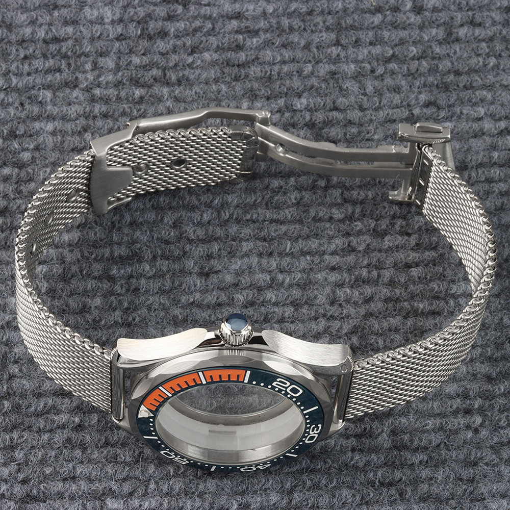 NH35 Case Mesh Strap Waterproof 41mm Watch Case Transparent Case Back For Seiko NH35 NH36 Movement