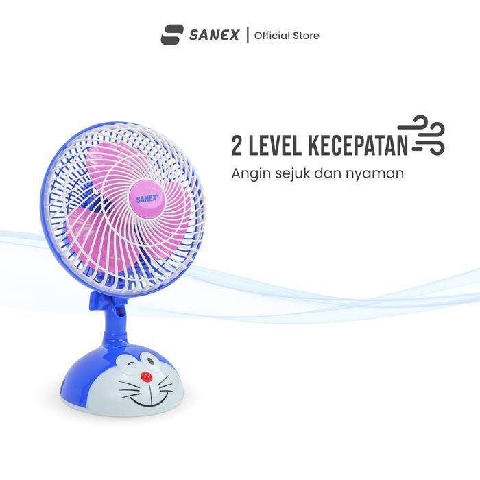 Sanex Kipas Angin Meja Karakter Kucing Biru 8 Inch Fd-0882 D Redy Stok