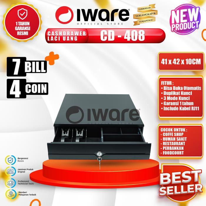 Cash Drawer Laci Uang Kasir Iware Cd 408 Rj11