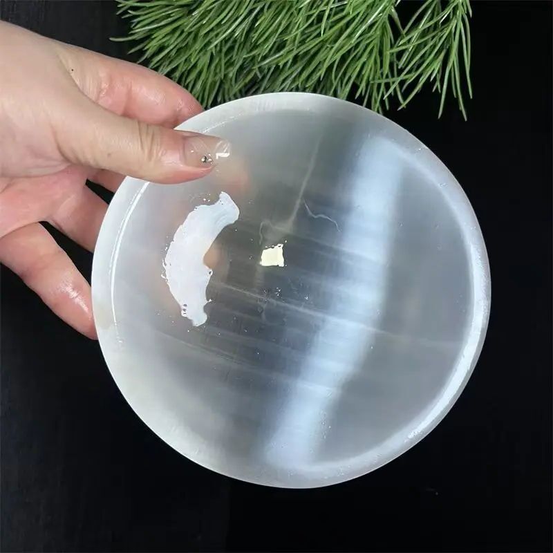 Natural Selenite Bowl, White Quartz Crystal Gypsum Bowl, Mineral, Reiki, Healing, Degaussing