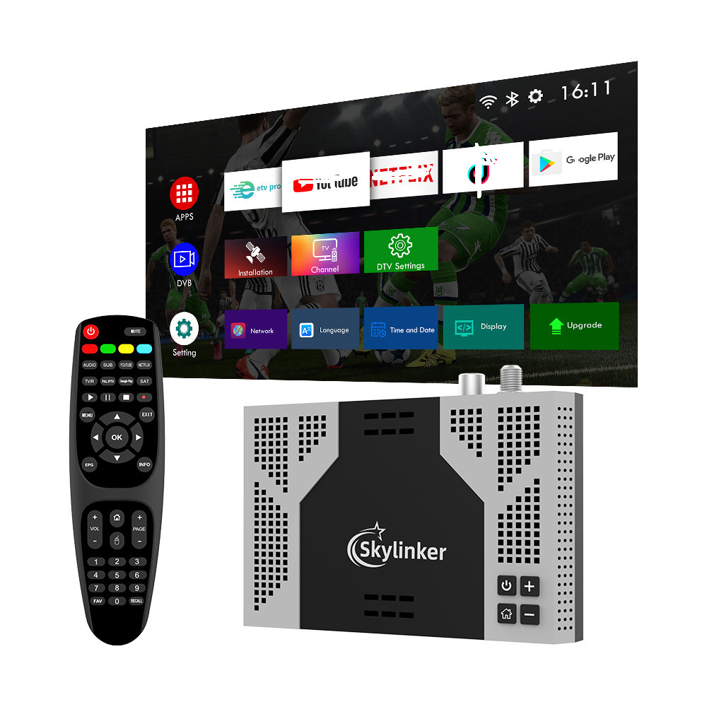 Skylinker Z8 Plus Hybrid Android OTT+ DVB-S2+DVB-T2 HD 4K TV Box H265 2+16GB 5G Wifi OTT DVB-S2
