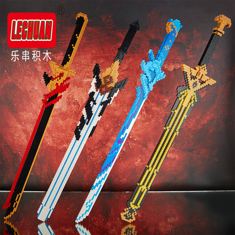 Lechuan Connections Building Blocks Samurai Simulation Sword Micro brick Ninja Knife Weapon Assembly