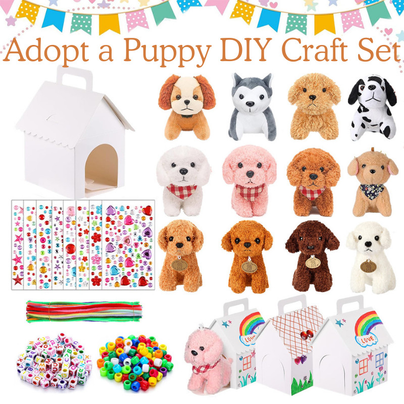 12-36Sets DIY Adopt A Puppy Party Favors Make Your Own Stuffed Animal Adopt Me Toys Bead Pets Kit