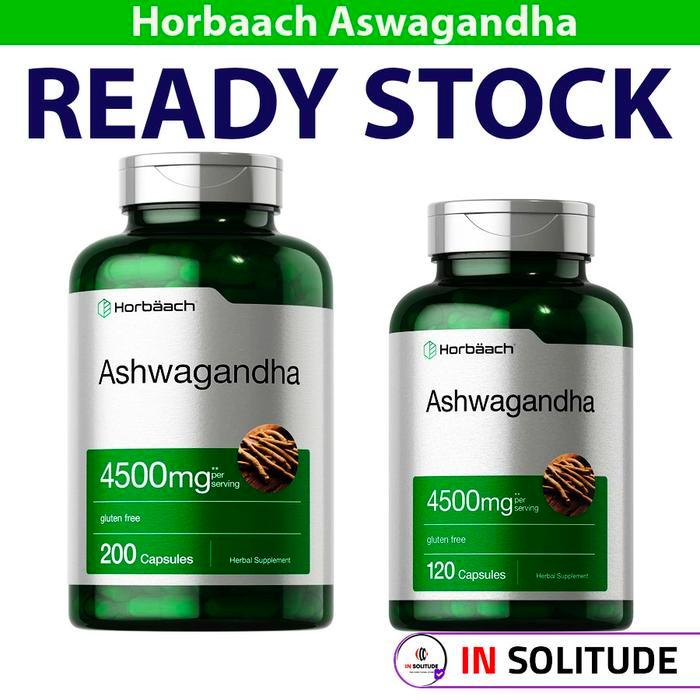 Horbaach Ashwagandha 4500mg with Black Pepper - 200 Capsules - isi 120