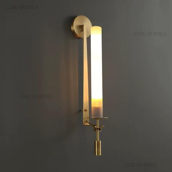Lampu dinding kaca panjang gold hitam minimalis dekor cafe hias 2lampu