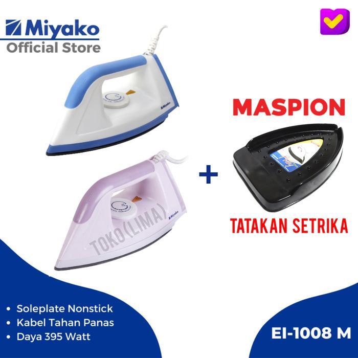 Setrika Miyako Ei 1008 M Electric Iron Miyako Ei-1008 Biru Ungu Low Watt Setrika Kering Terlaris