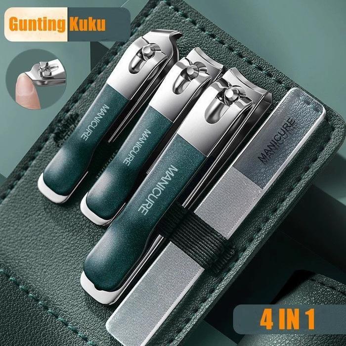 Gunting Kuku Set 4 Alat Perawatan & Gunting Kuku Premium Kilap Kuku Nano Glass