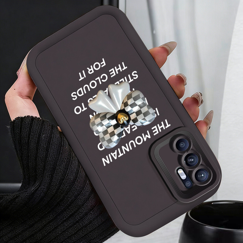 Casing Hp untuk OPPO Reno 6 4G Reno 6 5G Case bow kotak hitam putih Kasing silikon Cesing  Softcase 
