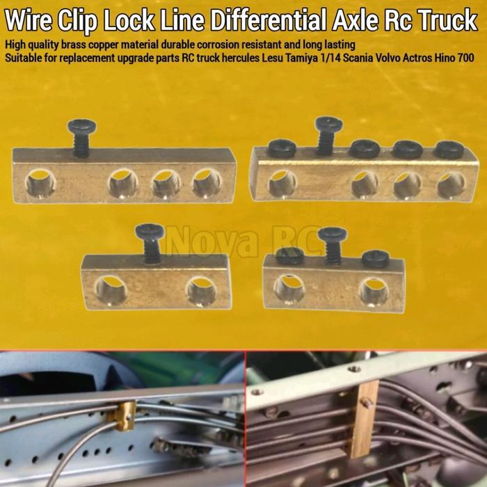 Copper Axle Lock Differential Cable Bracket Set Untuk RC Truck 1/14 Tamiya Hercules Lesu SCANIA