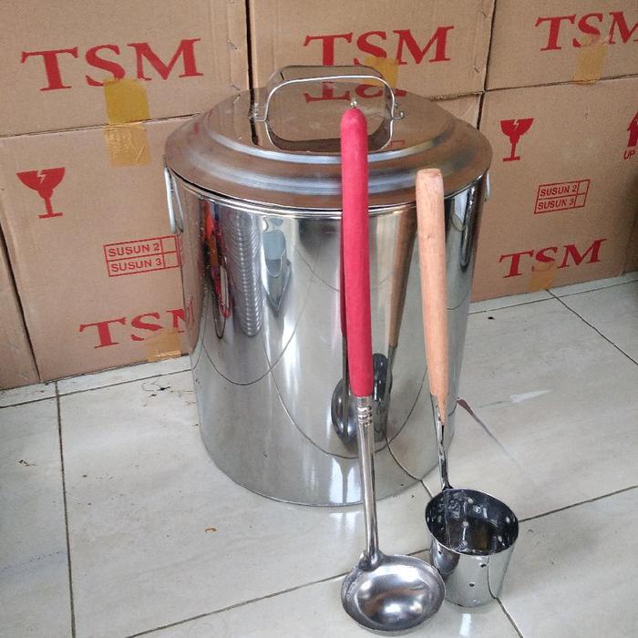 Dandang Stenlis 35cm/ Dandang Bakso/ Bubur Plus Irus dan Kocokan Toge Kitchenware