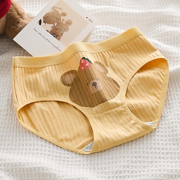 PEACHIE CD2139 Celana Dalam Yellow Lucu CD Motif Bear Kuning Cewek Fashion Korea dewasa anti jiplak