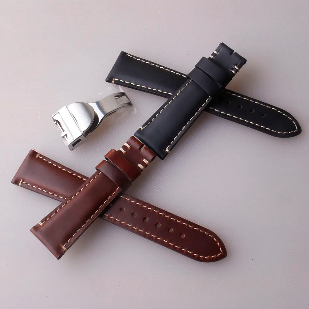 Top Quality 22mm Brown Black Vintage retro Italy Genuine Leather Watchband For Tudor Strap watch
