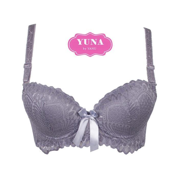 Bra Berkawat Model Brukat dengan Aksen Pita Elegan SS 227 - Abu, 36A
