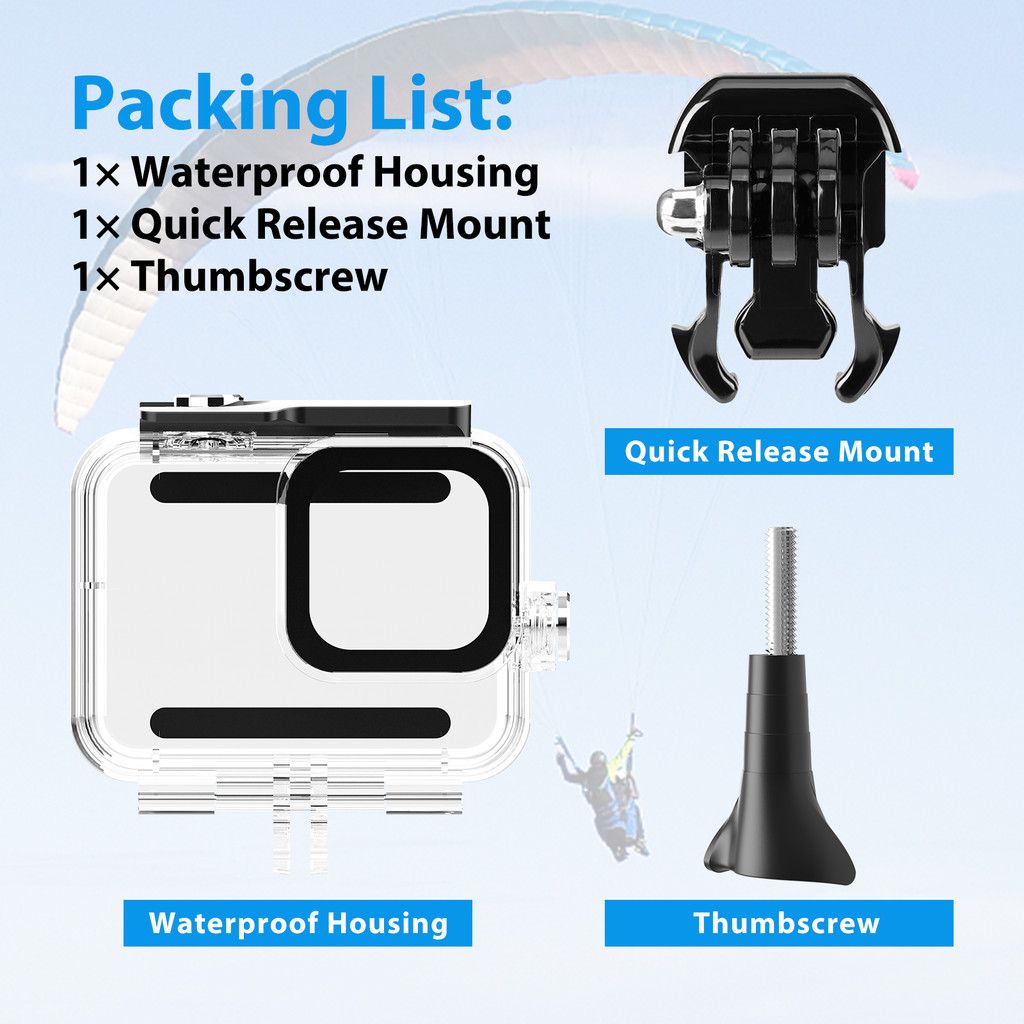 For GoPro 8 Waterproof Case With Filter Waterproof Black Dive Case for Go Pro8 Housing Underwater