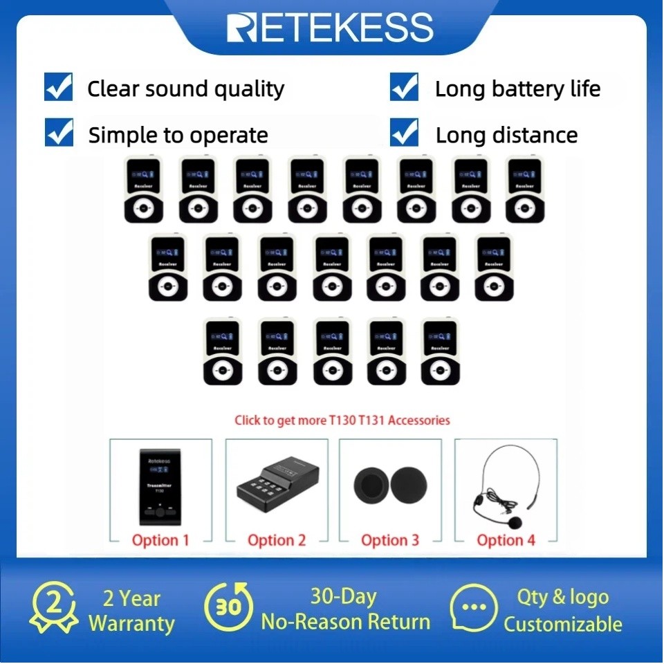 Retekess T130 T131 Tour Guide Accessories Tour Guide Wireless Audio System Wireless Audio