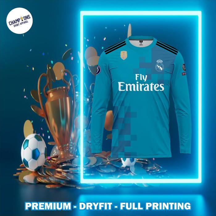 Jersey Klub REAL MADRID THIRD 2017-2018 LENGAN PANJANG Liga Champions UEFA, Jersey Ronaldo Retro -