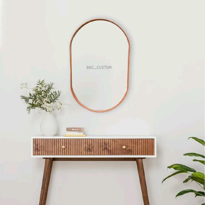 Cermin Oval 40X25/ Cermin Gantung/Cermin Rias/Cermin Oval 100% Kaca Asli Aesthetic Tbk