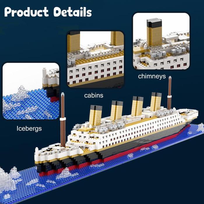 ZHBO Mainan Anak Laki-laki Lego Titanic 1878Pcs Susun Edukasi Mainan kapal induk Mainan Anak