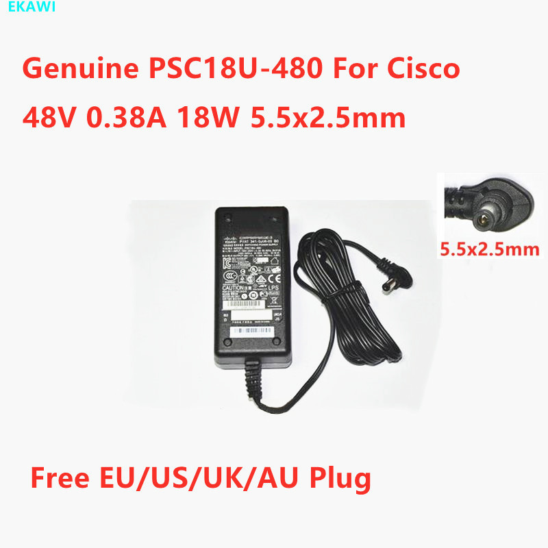 Genuine PSC18U-480 48V 0.38A 18W CP-PWR-CUBE-3 341-0206-03 AC Adapter For Cisco Power Supply Charger