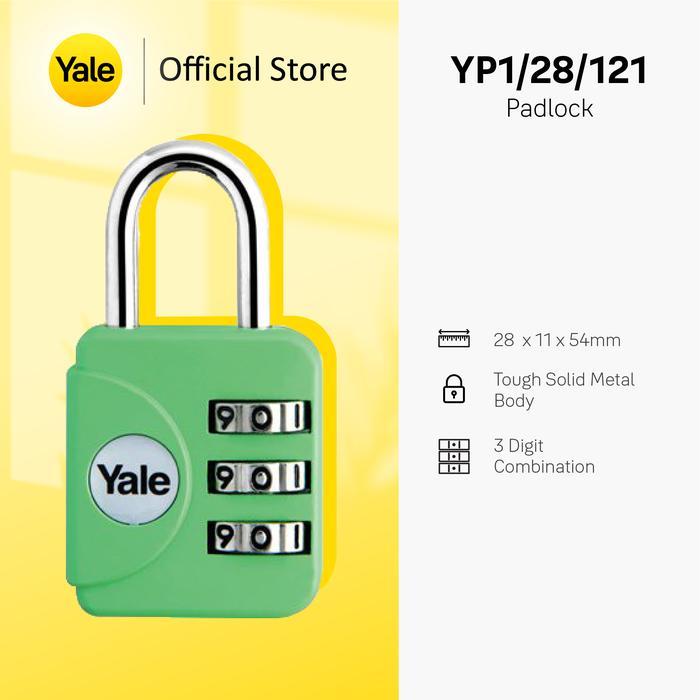 Yale Yp1/28/121/1E Travel Lock Emerald (Green) 28 Mm 3 Code Lock Diskon Sell