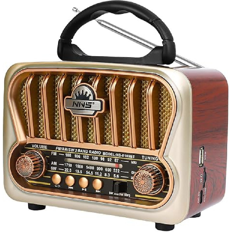 Portable AM FM Radio, Crystal Tube Short Wave Radio Retro Radio with Speaker, Support USB Power