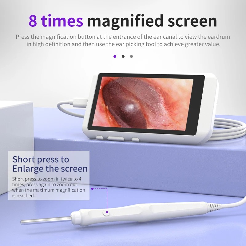 HD 3.9/3.2mm 4.5 Inch 500W LCD Screen Ear Scope EndoscopeEar Wax Clean Otoscopy Camera- Ear