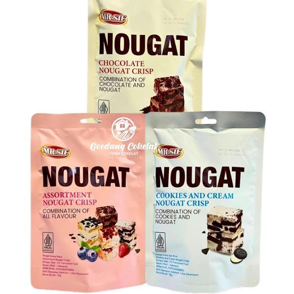 Mr.Sif Nougat Assortment Chocolate Cookies N Cream Strawberry Nougat Crisp Cemilan Snack Nougat