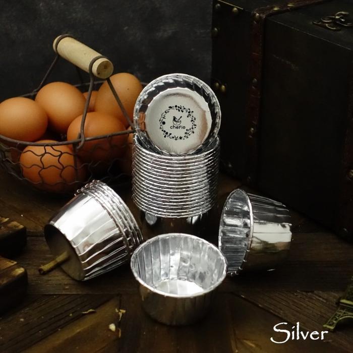 Chefio Kertas Cupcake / Muffin Paper Cup Case Gold Aluminium Foil - Silver
