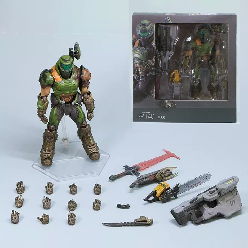 New Sp-140 Doom Slayer Action Figure - 16cm Movable Toy Model Statue For Collection Based On Doom