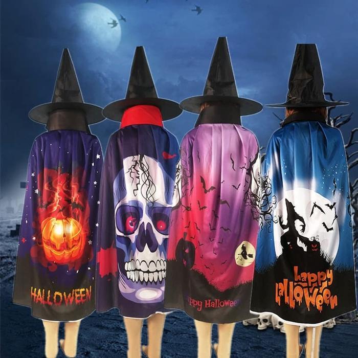 Jubah Print Penyihir Premium Jubah Halloween Anak Costum Party Terbaru 