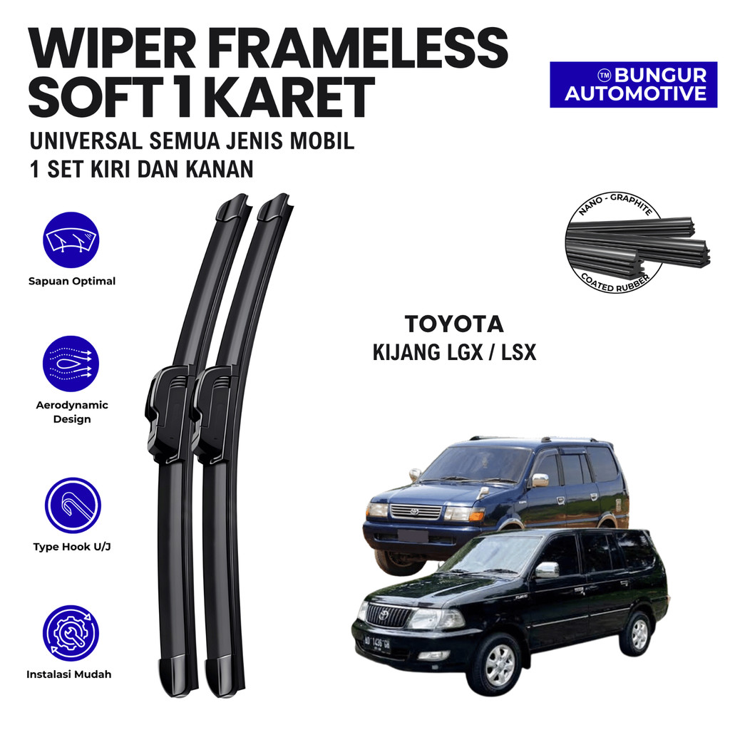 Wiper Toyota Kijang LSX/LGX Frameless Kaca Depan Mobil
