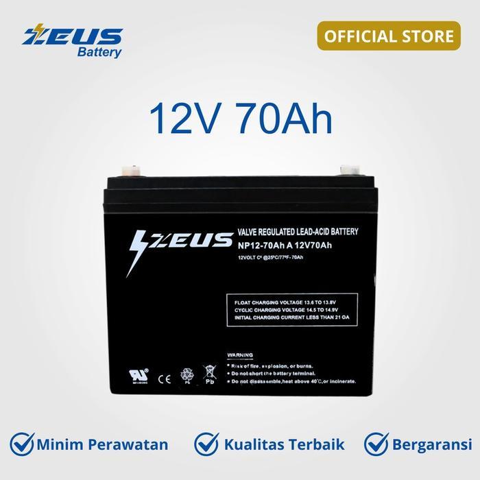 kitamani200 Aki untuk Industri dan Kursi Roda Elektrik, Inverter Accu 12V 70Ah VRLA Zeus Sepeda