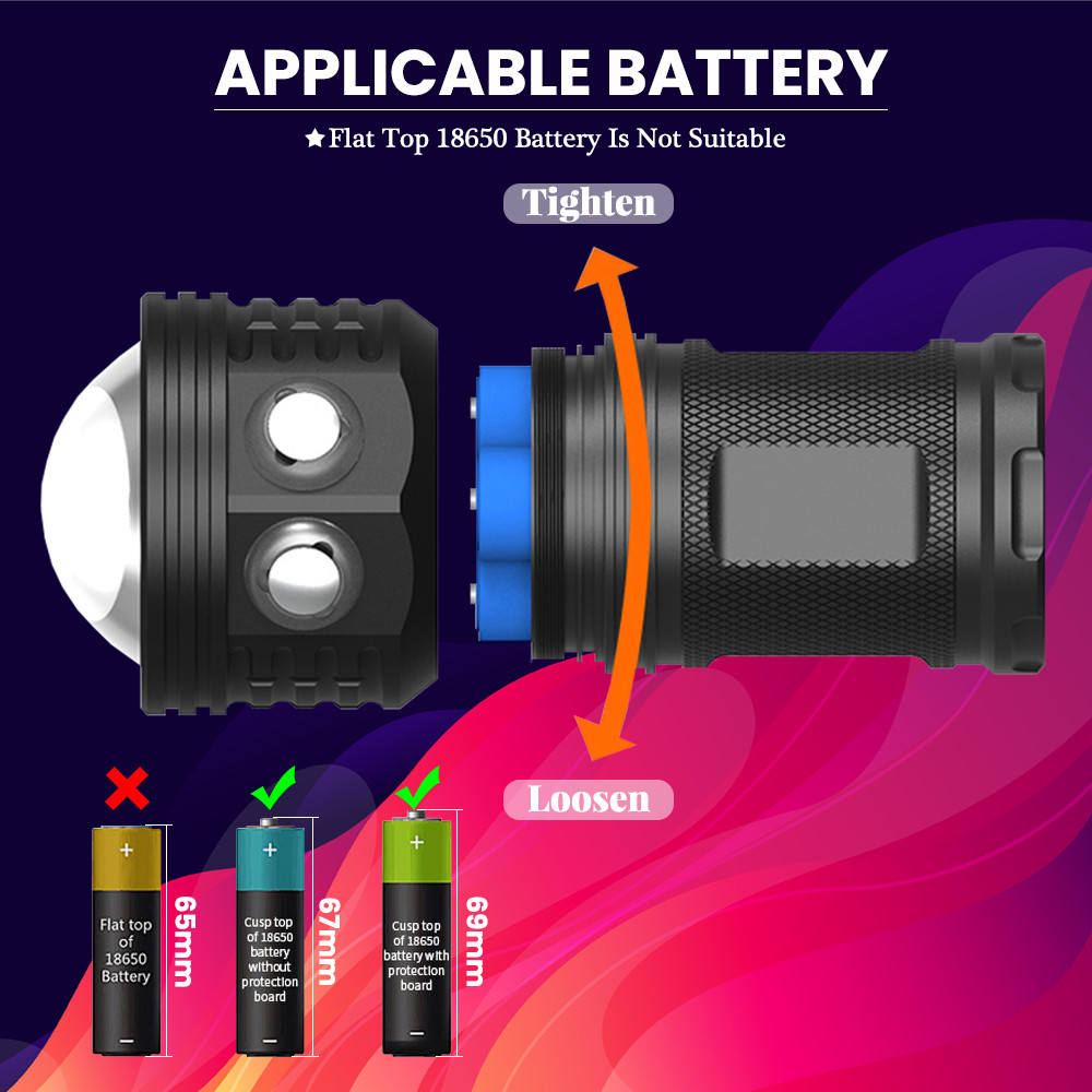 . Asafee Drc01 80M 6000Lm Underwater Diving Flashlight 500M Big Cob Red Blue Dive Light Waterproof