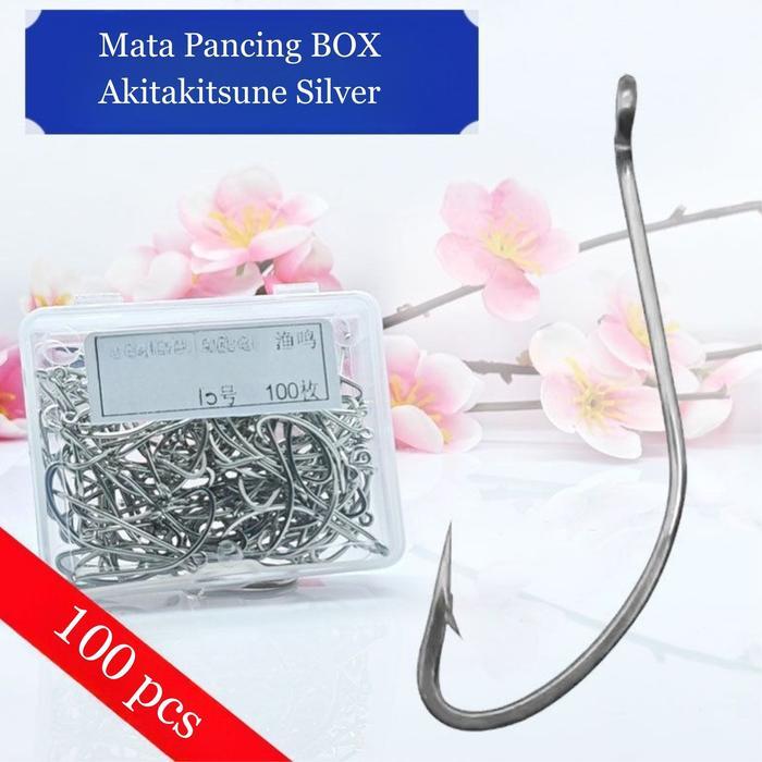 Mata Pancing 1030, Kail Box Akitakitsune Warna Biru Dan Silver Isi 100Pcs Ukuran No. 3 Sampai No. 15