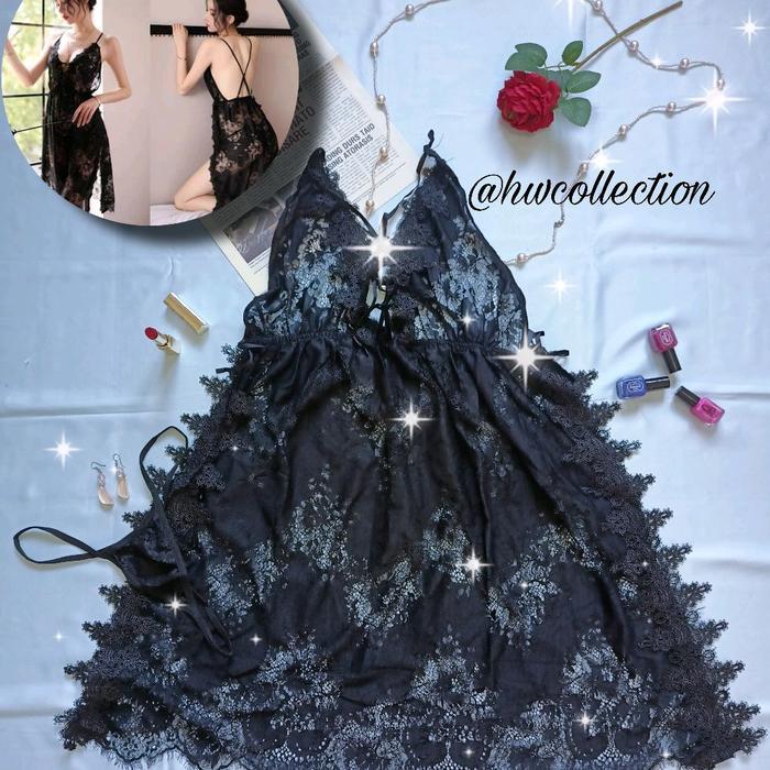 Eleganinge Tidur Wanita  Transparan SEleganeepwear Dress Eleganace Zinnia Panjang Pendek HWB022