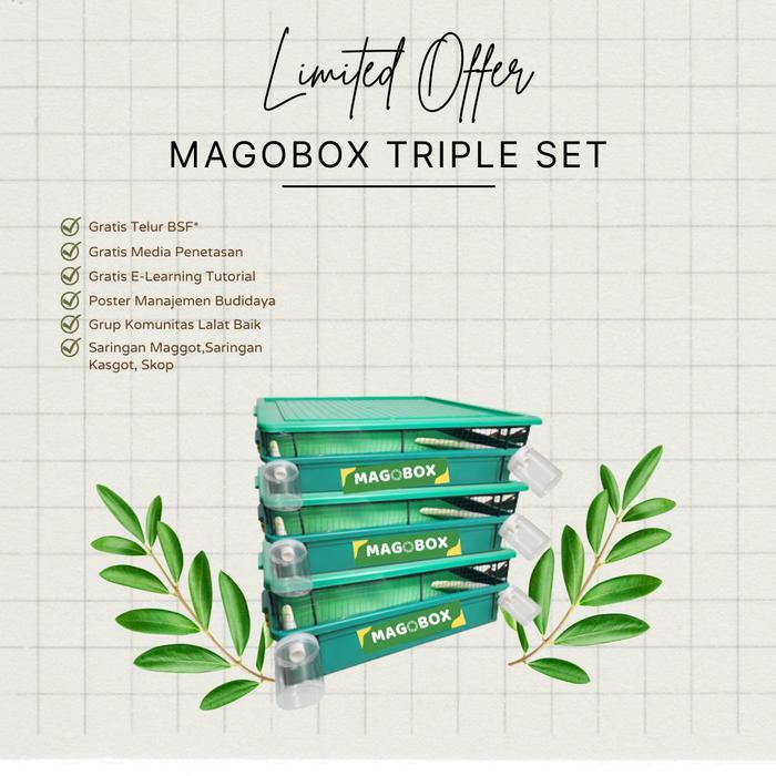 DISKON Magobox Triple Set Paket Budidaya Magot Skala Rumah FREE JaringProtect