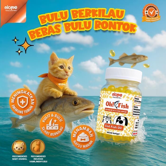 BEST ELOPE OH FISH COD OIL MINYAK IKAN VITAMIN BULU HEWAN KUCING ANJING 100BUTIR